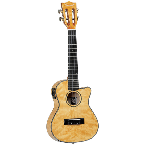 Tanglewood TWT29E Tiare Concert Tennessee Honey Gloss Quilted Maple Cutaway Ukulele w/Pick Up